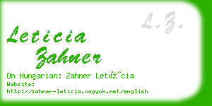 leticia zahner business card